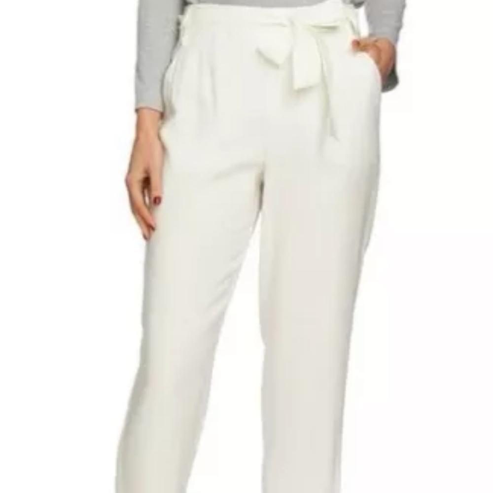 1.State Tie Waist Tapered Trousers Soft Ecru, Size 4 - BRAND NEW!